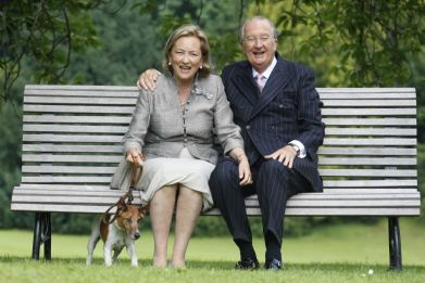 Belgium's King Albert and Queen Paola and their dog Pikki