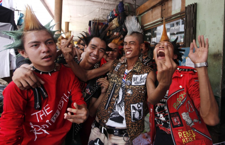 Revellers dressed in punk fashion celebrate Thingyan festival in Yangon