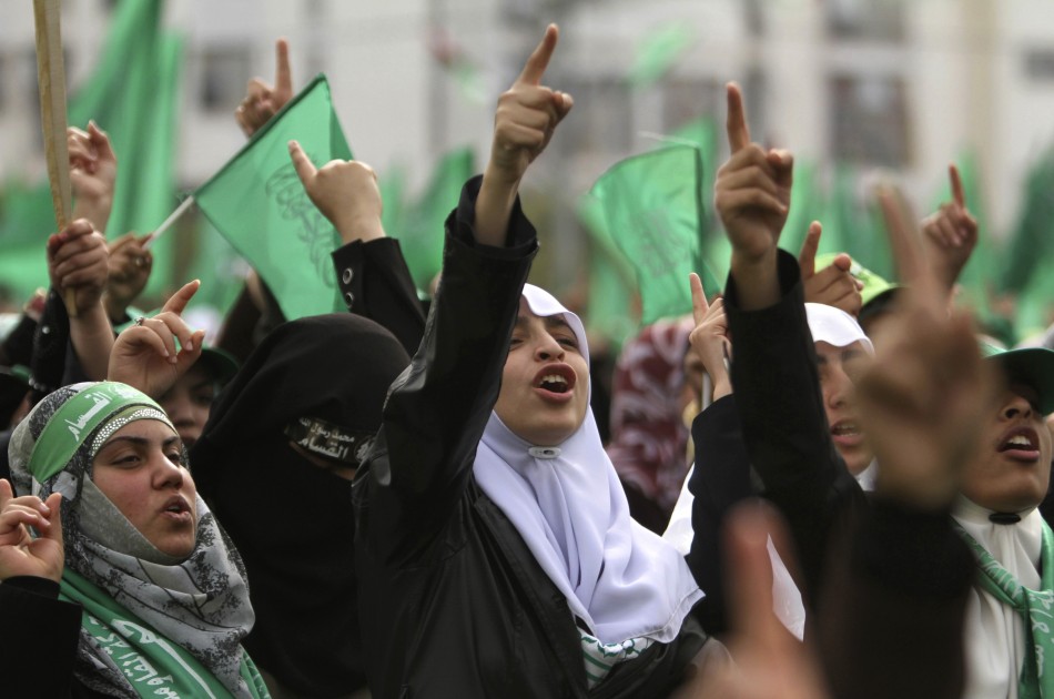 Hamas supporters attend a rally in Gaza City