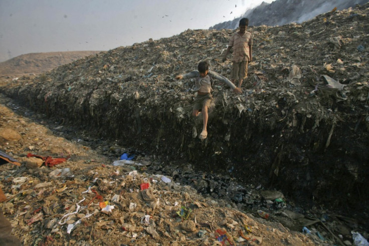 Children in a New Delhi landfill.