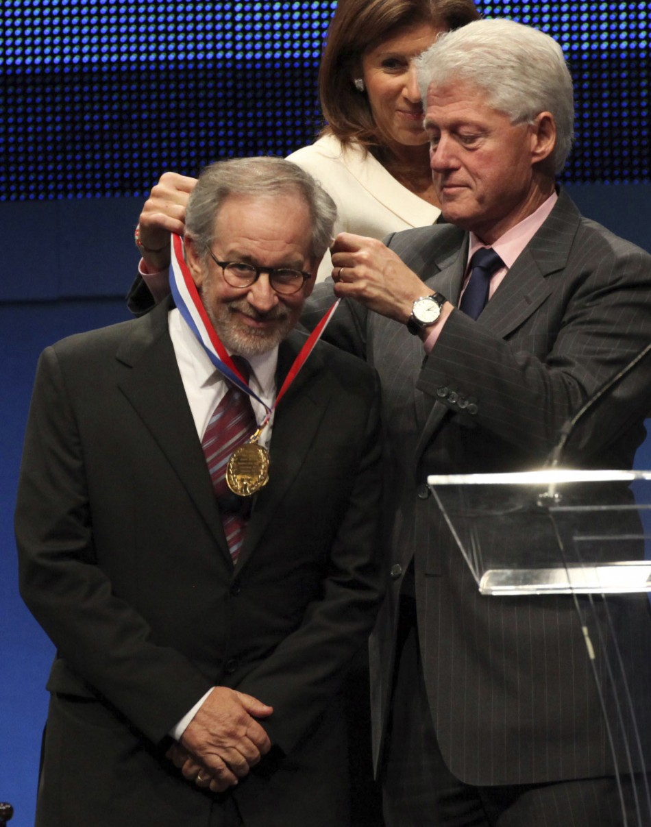 Steven Spielberg and Former U.S. President Bill Clinton