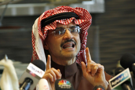 Saudi Prince Alwaleed bin Talal speaks during a news conference in Riyadh