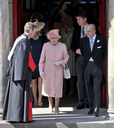 Queen Elizabeth II during Zara Phillips wedding