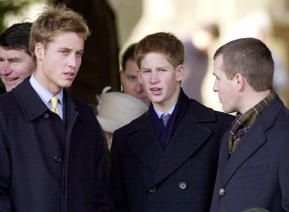Prince William L, with Prince Harry C and Peter Phillips