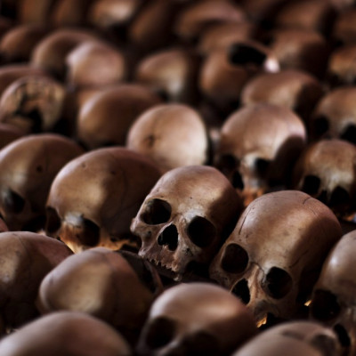 Skulls Of Rwandan Genocide Victims At Genocide Memorial Near Kigali