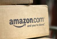 A box from online retailer Amazon.com is pictured on the porch of a house in Golden