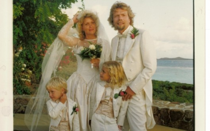 Richard Branson with wife and kids on wedding day