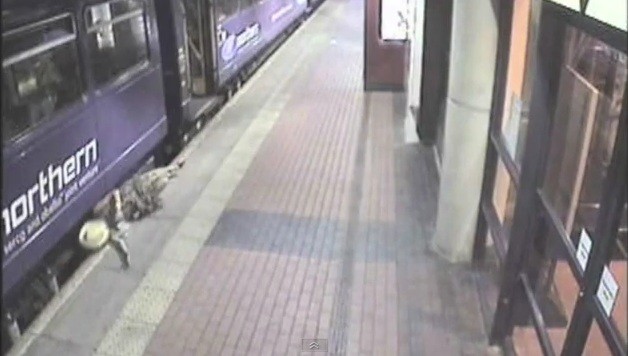 The British Transport Police revealed shocking footage, which shows an intoxicated women falling beneath a train, to highlight the dangers of rail stations to drunk Christmas revellers.