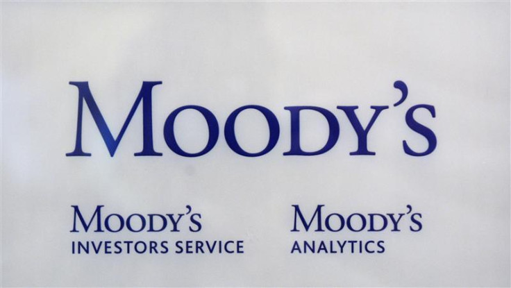 The logo of credit rating agency Moody&#039;s Investor Services is seen outside the office in Paris