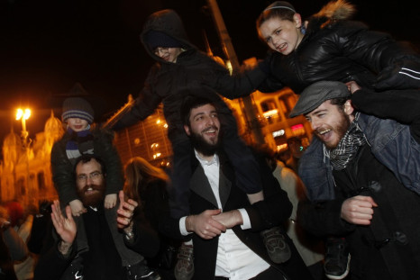 Members of Hungary's Jewish community gather to celebrate Hanukkah