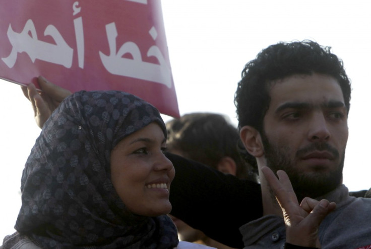 Samira Ibrahim attends a protest against military council violations and virginity tests against females at Tahrir Square
