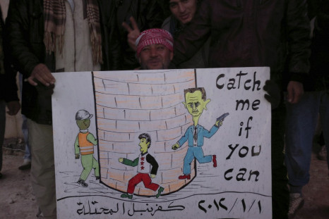 Demonstrators protest against Syria&#039;s President Bashar al-Assad in Kafranbel