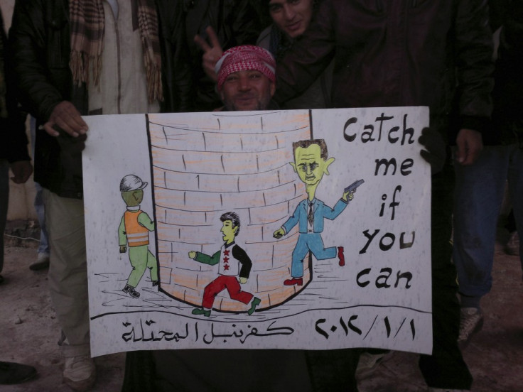 Demonstrators protest against Syria's President Bashar al-Assad in Kafranbel