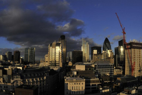 A view of financial buildings in the city of London