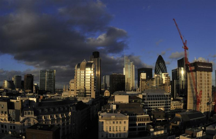 A view of financial buildings in the city of London