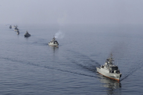 Ships participate in naval parade on Sea of Oman near Strait of Hormuz