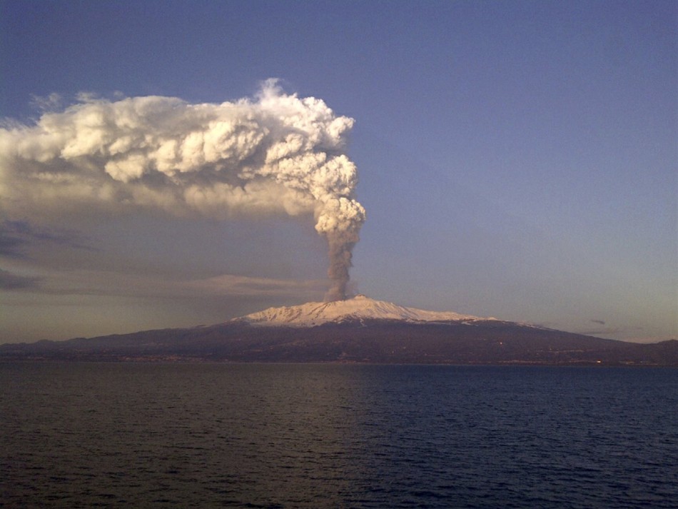 Mount Etna spews volcanic ash during an eruption on the southern Italian island of Sicily