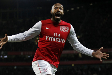 Arsenal's Thierry Henry celebrates his goal against Leeds United