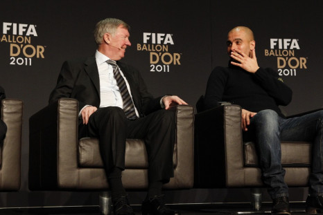 Ferguson and Guardiola relax alongside one another