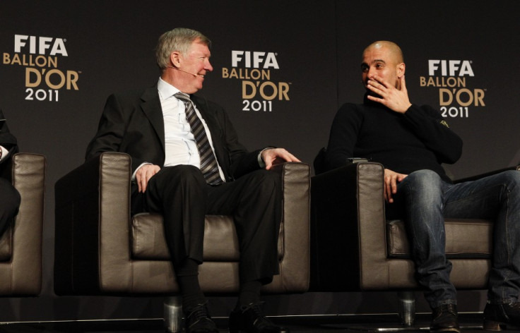 Ferguson and Guardiola relax alongside one another