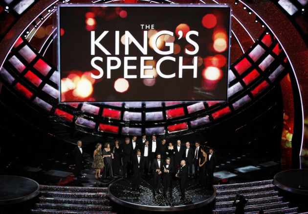 The King's Speech director Tom Hopper is joined by producers to collect the best film Oscar The King's Speech director Tom Hopper is joined by producers to collect the best film Oscar