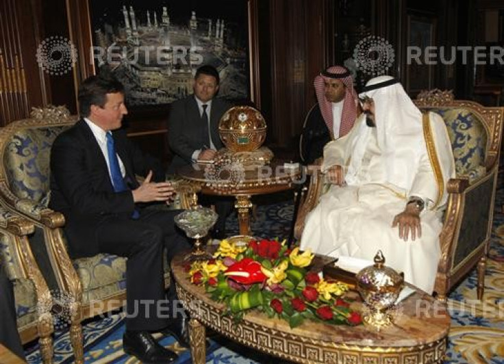 Saudi Arabia&#039;s King Abdullah meets British Prime Minister David Cameron in Riyadh