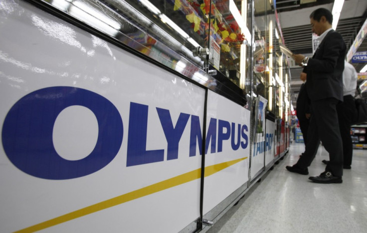 A logo of Japan&#039;s Olympus Corp. is pictured at an electronic store in Tokyo last Oct. 28.