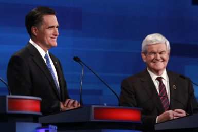 Mitt Romney (L) is frontrunner but there is a long way to go in the race