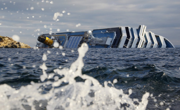 A view of the Costa Concordia cruise ship that ran aground off the west coast of Italy