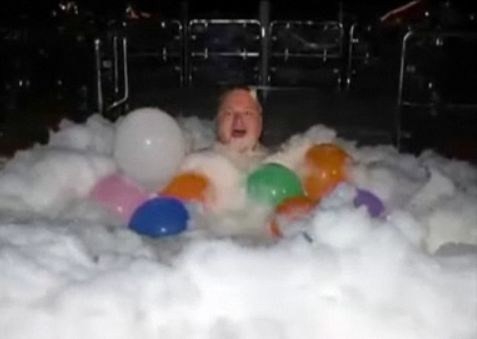 Kim Dotcom hosts a foam party at his house