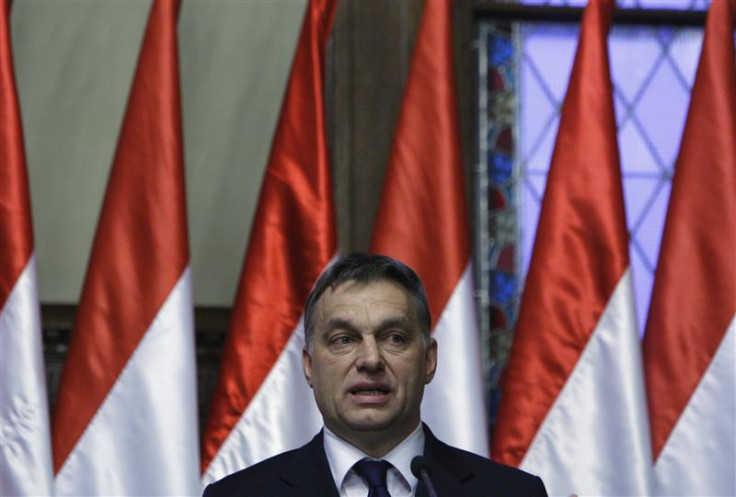 Hungary's PM Orban speaks during a news conference in Budapest Hungary's PM Orban speaks during a news conference in Budapest