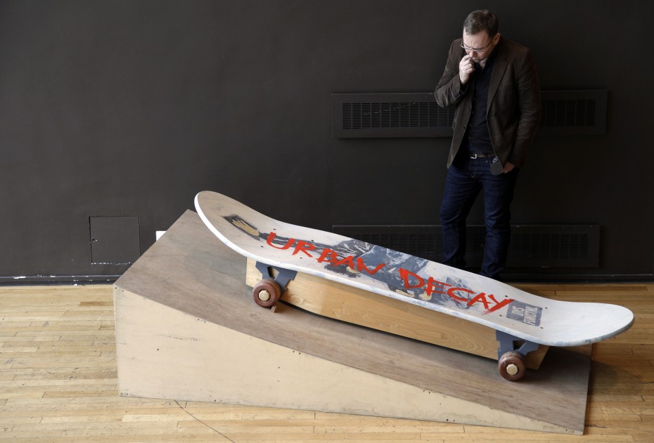 A skateboard-shaped coffin