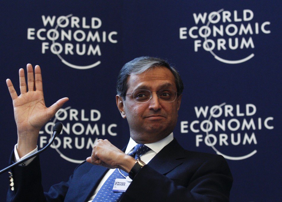 Pandit, Chief Executive Officer, Citi, of the U.S., Co-Chair of the World Economic Forum Annual Meeting 2012, attends a session at the World Economic Forum WEF in Davos