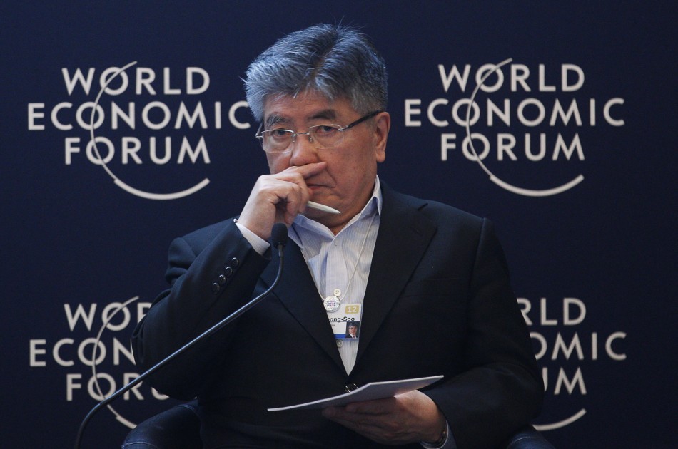 Kim Choong-Soo, Governor of the Bank of Korea, attends a session at the World Economic Forum WEF in Davos