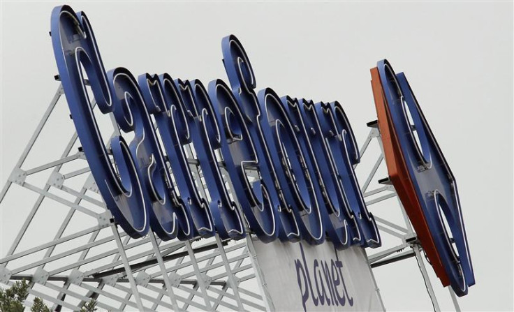 The logo of Carrefour Planet supermarket is seen in Bordeaux