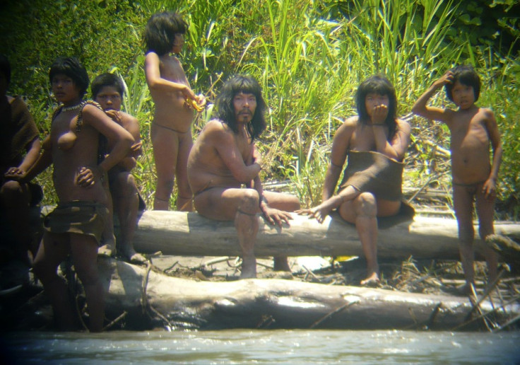 Members of Mashco-Piro tribe in Amazon basin of southeast Peru