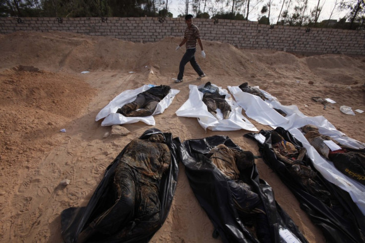 Wrapped corpses in Wadi Zine village