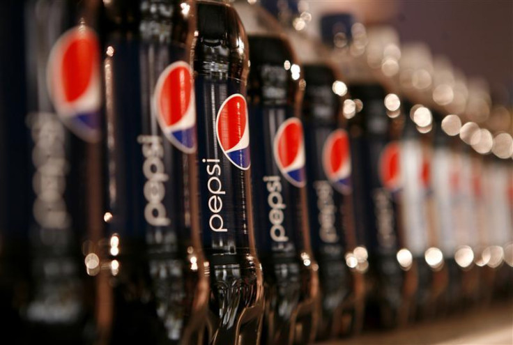 Bottles of Pepsi cola on display at PepsiCo's Investor Meeting event in New York