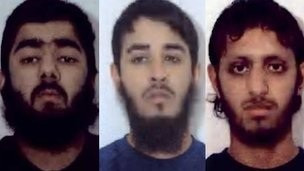 Usman Khan, Mohammed Shahjahan and Nazam Hussain were described as Islamic fundamentalists (Police handout)