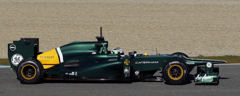 Caterham Formula One driver Kovalainen of Finland drives in Jerez