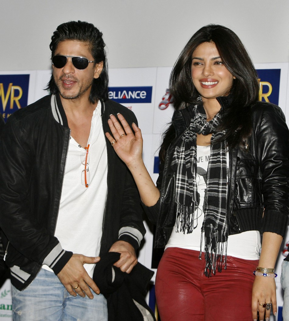 Bollywood actors Shah Rukh Khan and Priyanka Chopra attend a news conference to promote their upcoming movie quotDon 2quot in Chandigarh