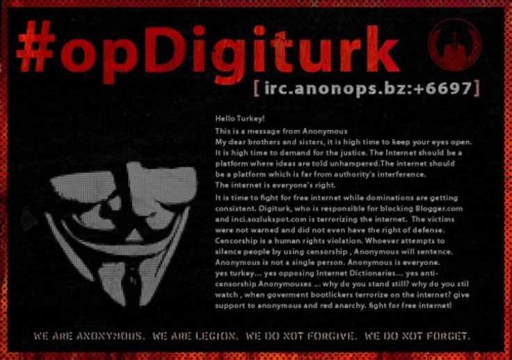Anonymous' statement announcing Operation Digiturk