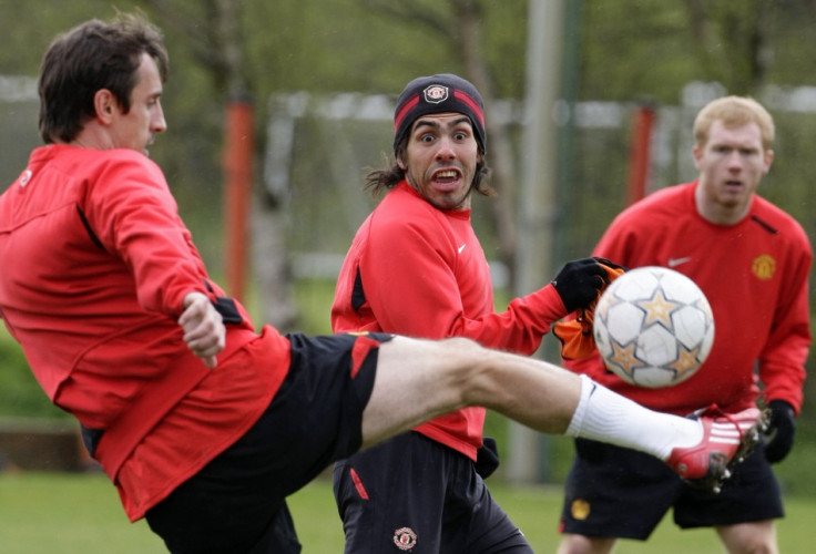 Carlos Tevez and Gary Neville