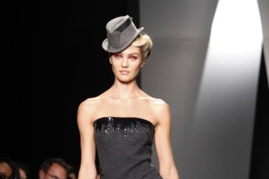 A model presents a creation at the Donna Karen New York Fall/Winter 2012 collection during New York Fashion Week