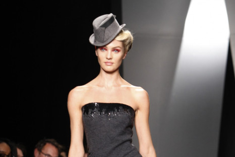 A model presents a creation at the Donna Karen New York Fall/Winter 2012 collection during New York Fashion Week