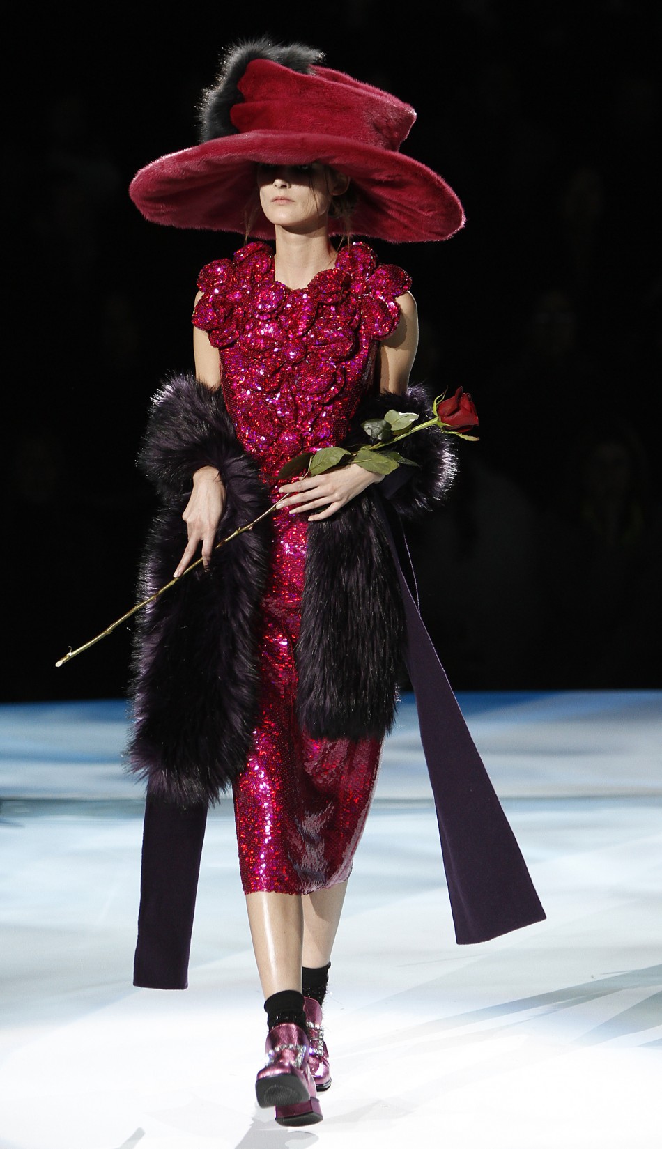 A model presents a creation at the Marc Jacobs FallWinter 2012 collection show during New York Fashion Week