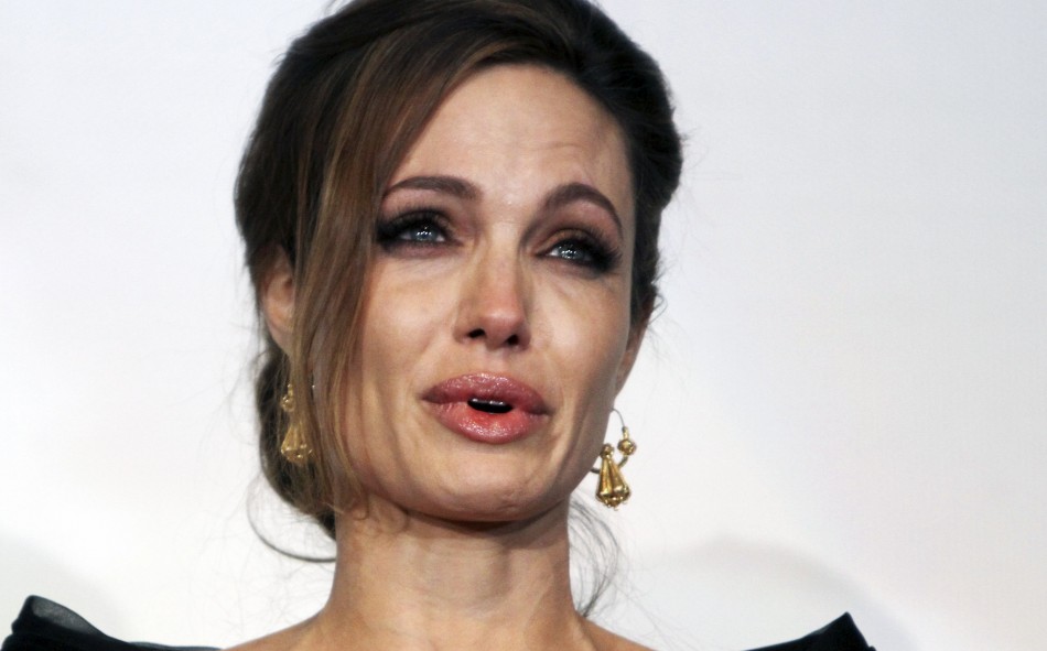 Angelina Jolie cries after the gala premiere