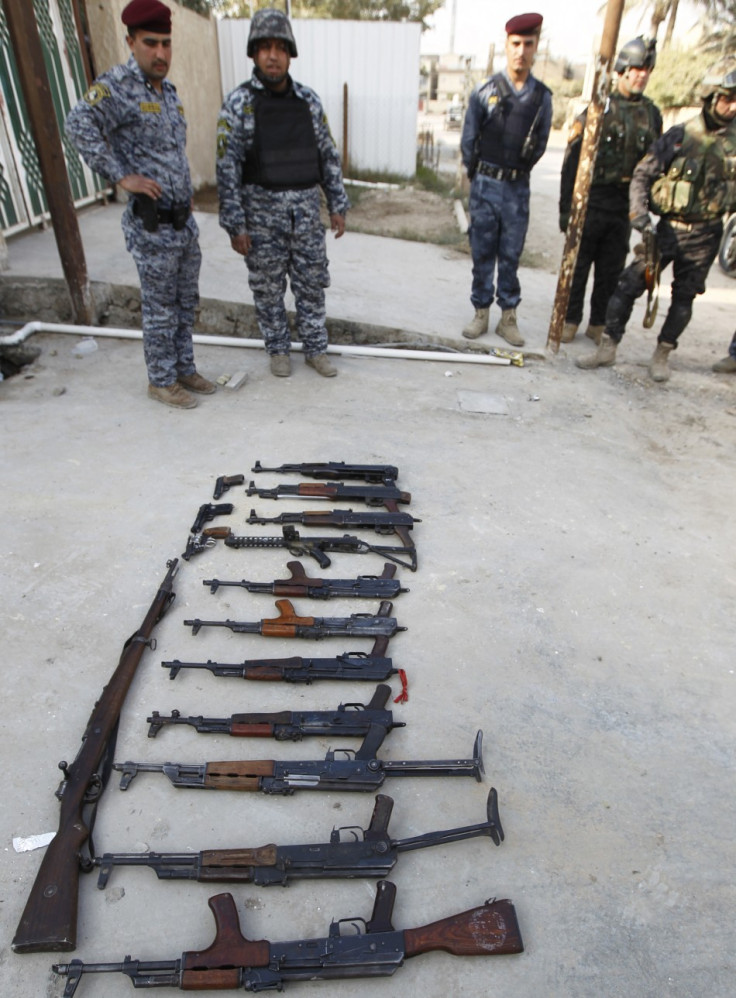 Weapons confiscated by Iraqi policemen in Baghdad Weapons confiscated by Iraqi policemen in Baghdad