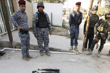 Weapons confiscated by Iraqi policemen in Baghdad