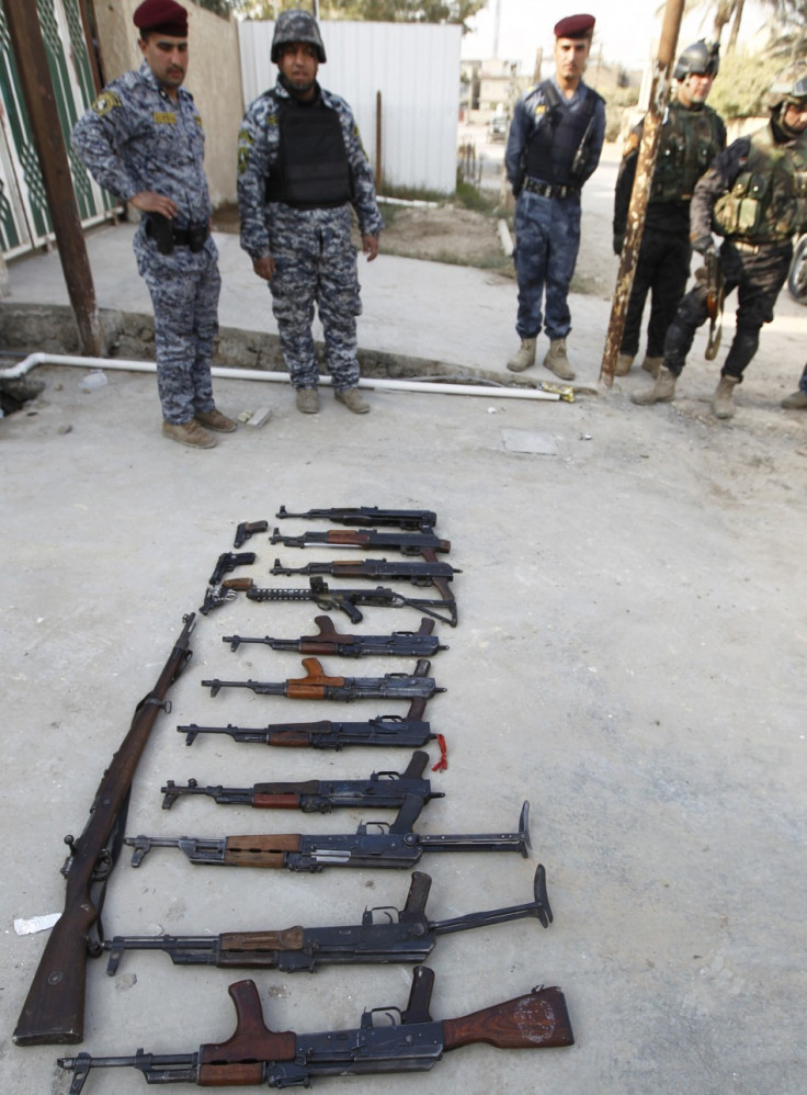 Weapons confiscated by Iraqi policemen in Baghdad